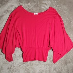 Frenzii Women's Red bat wing crop top/blouse Small